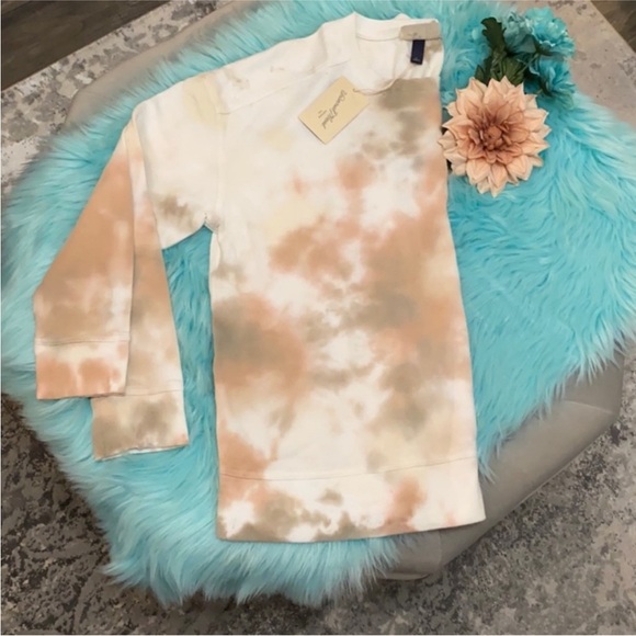 LG Cream & Tan Tie Dye Sweatshirt Pullover NEW! - Picture 3 of 4